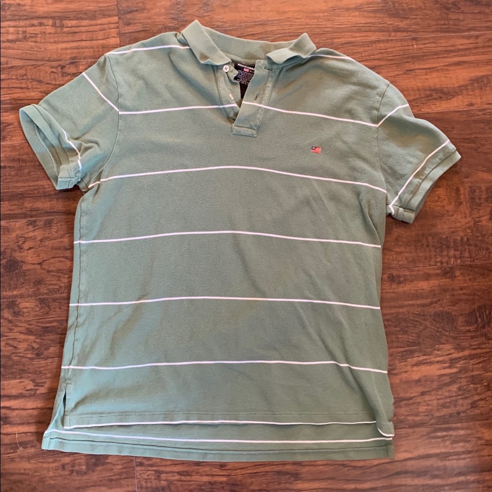 Polo by Ralph Lauren shirt green & cream, size L